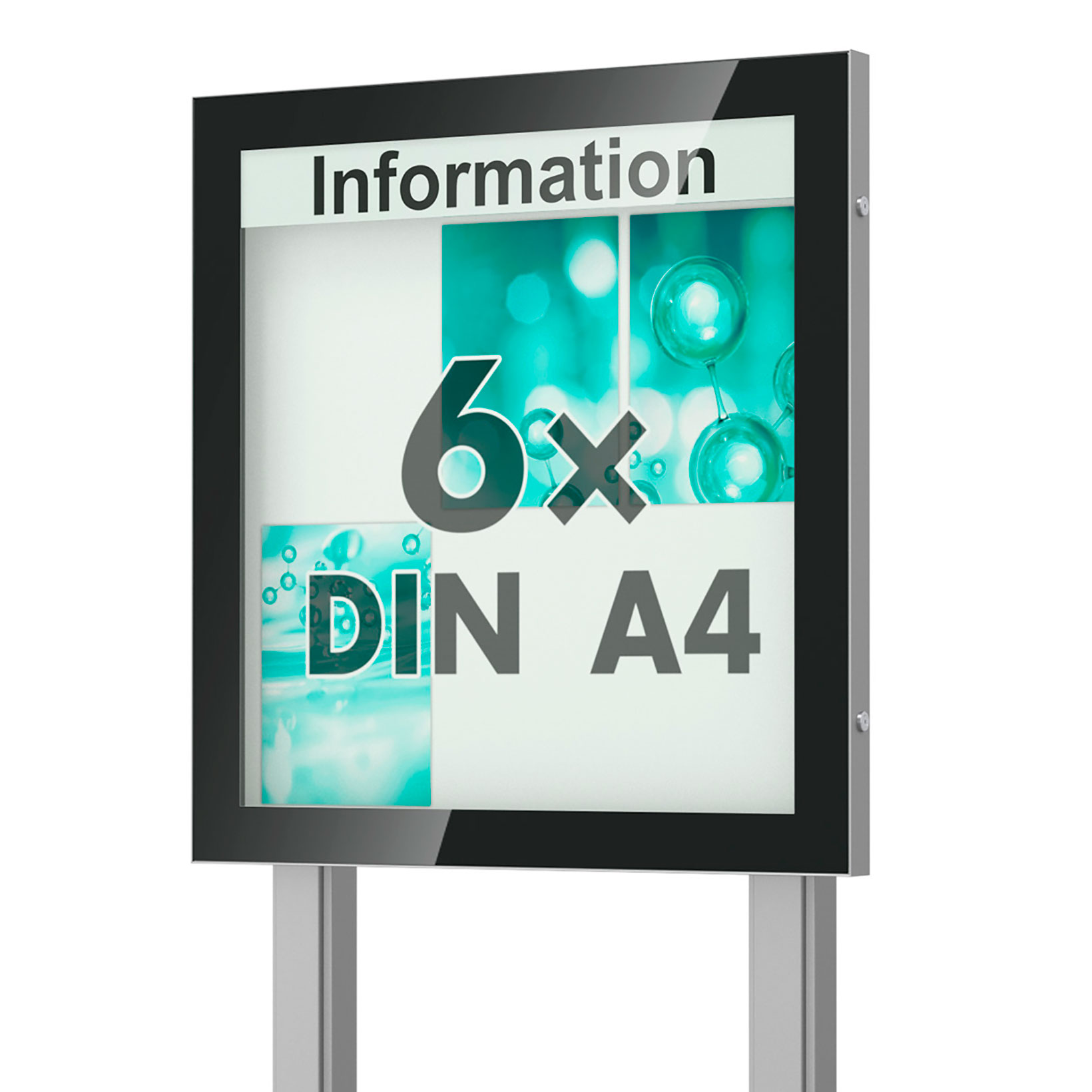 6 x DIN A4 Schaukasten Visus - freistehend mit Ständer