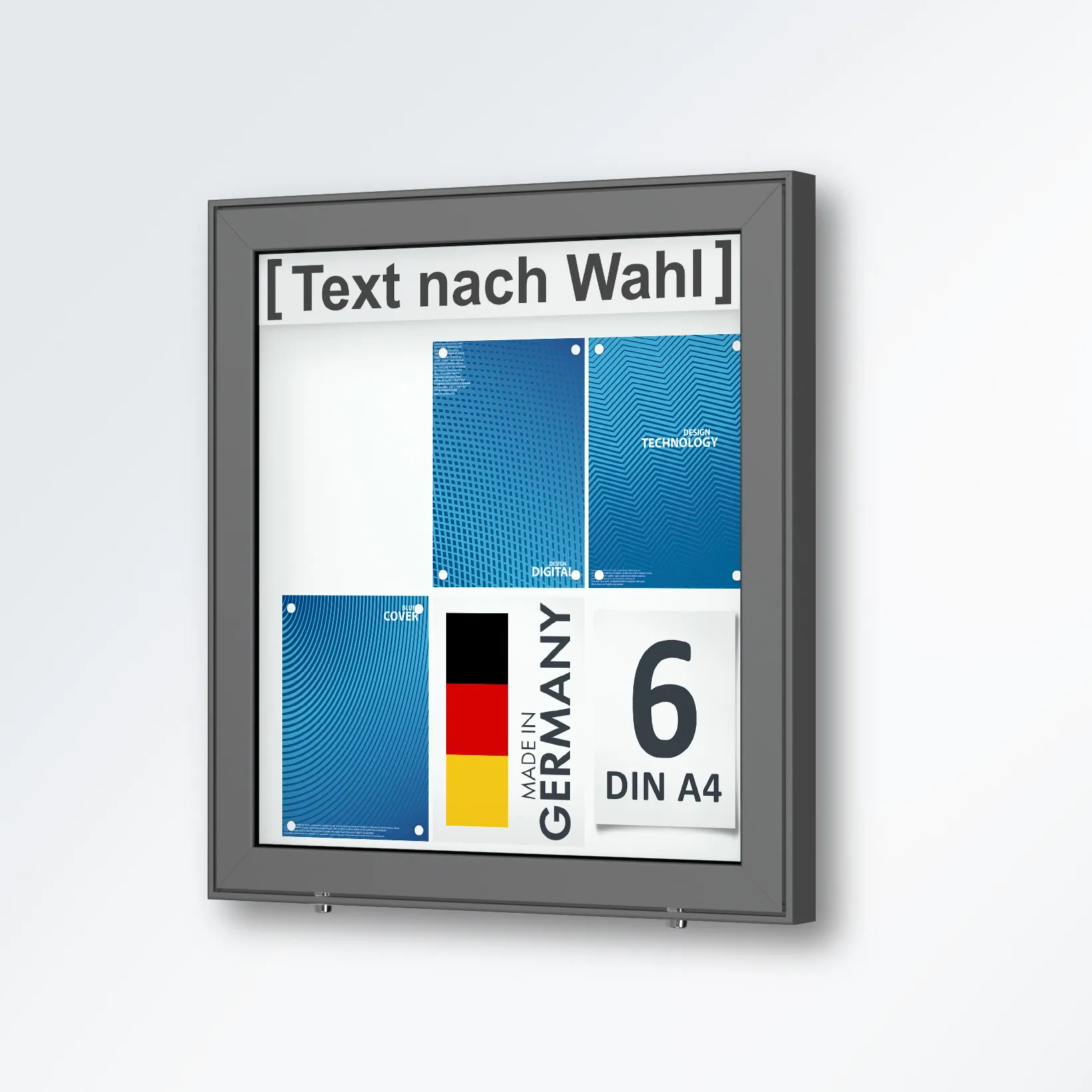 6 x DIN A4 Schaukasten Planus - Wandmontage - anthrazit (DB 703)
