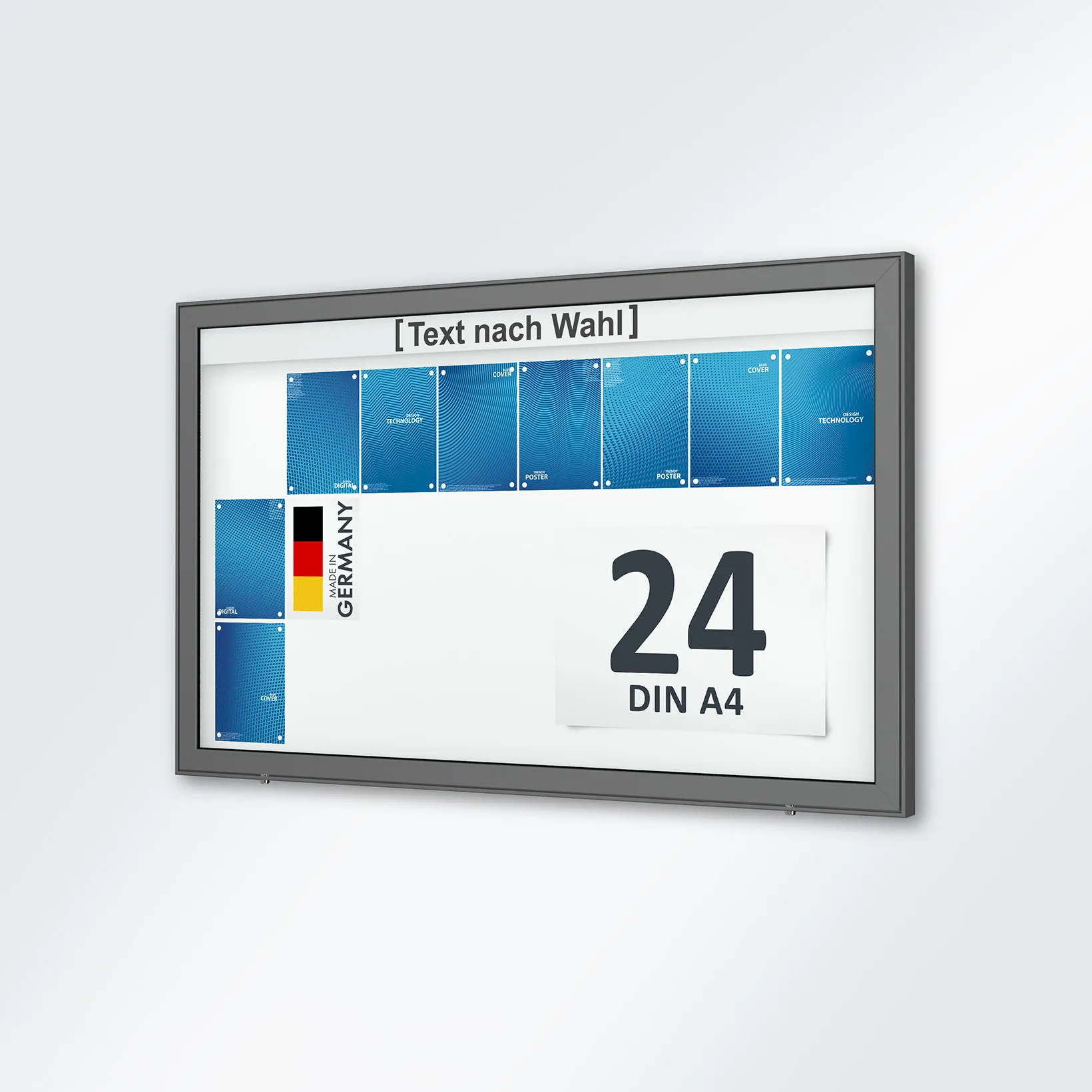 24 x DIN A4 Schaukasten Planus - Wandmontage - anthrazit (DB 703)